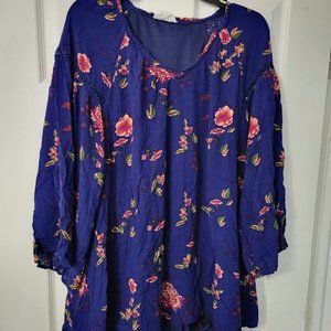 Love Riche navy floral boho tunic Size L